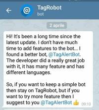 Pubblicità di TagRobot a TagAlert